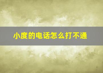 小度的电话怎么打不通