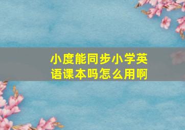 小度能同步小学英语课本吗怎么用啊