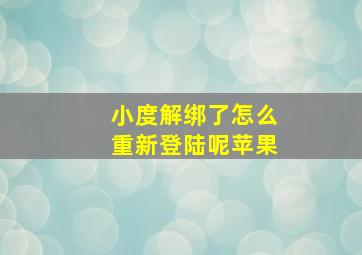 小度解绑了怎么重新登陆呢苹果