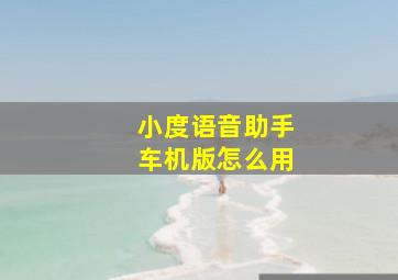 小度语音助手车机版怎么用