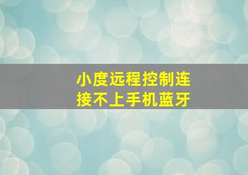 小度远程控制连接不上手机蓝牙