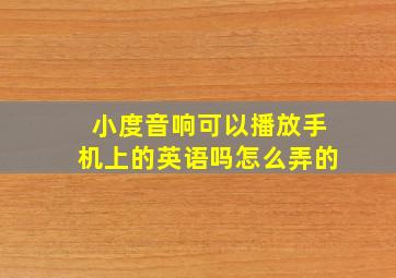 小度音响可以播放手机上的英语吗怎么弄的