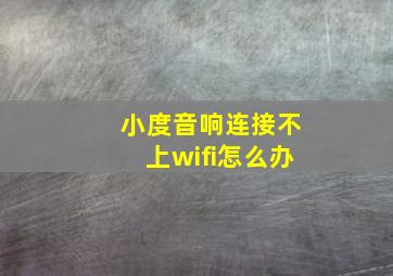 小度音响连接不上wifi怎么办