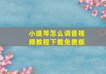 小提琴怎么调音视频教程下载免费版