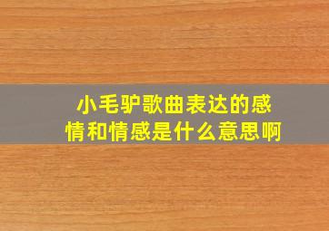 小毛驴歌曲表达的感情和情感是什么意思啊