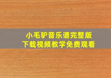 小毛驴音乐谱完整版下载视频教学免费观看