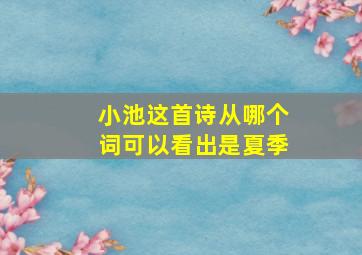 小池这首诗从哪个词可以看出是夏季