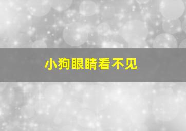 小狗眼睛看不见