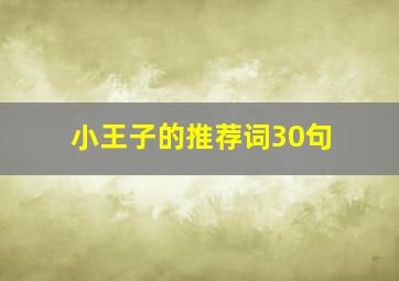 小王子的推荐词30句