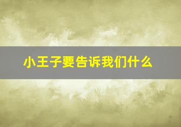 小王子要告诉我们什么