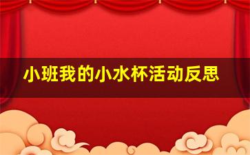 小班我的小水杯活动反思