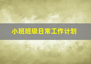 小班班级日常工作计划