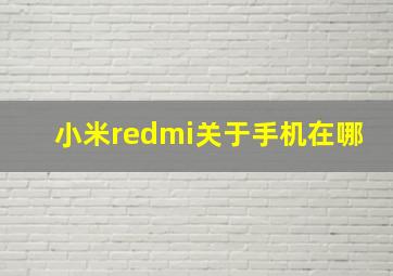 小米redmi关于手机在哪