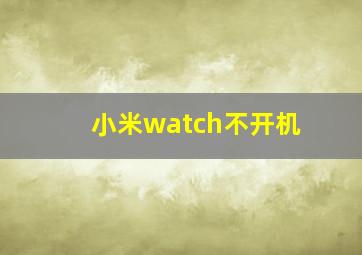 小米watch不开机