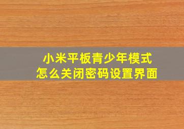 小米平板青少年模式怎么关闭密码设置界面