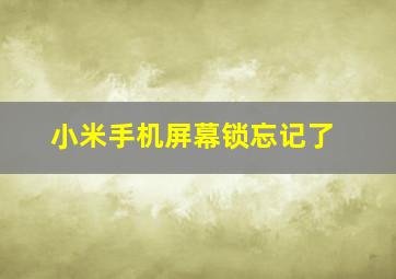 小米手机屏幕锁忘记了