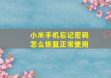 小米手机忘记密码怎么恢复正常使用