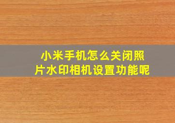 小米手机怎么关闭照片水印相机设置功能呢