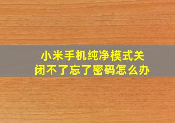 小米手机纯净模式关闭不了忘了密码怎么办