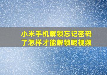 小米手机解锁忘记密码了怎样才能解锁呢视频