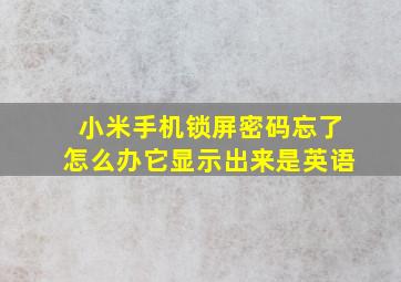 小米手机锁屏密码忘了怎么办它显示出来是英语