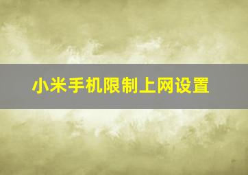 小米手机限制上网设置