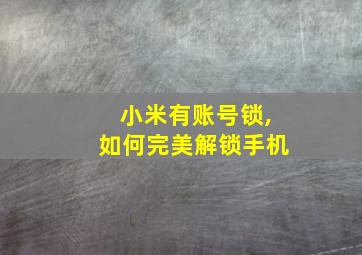 小米有账号锁,如何完美解锁手机