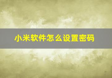 小米软件怎么设置密码