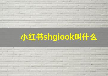 小红书shgiook叫什么