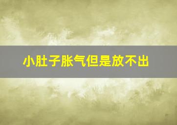 小肚子胀气但是放不出