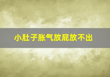 小肚子胀气放屁放不出