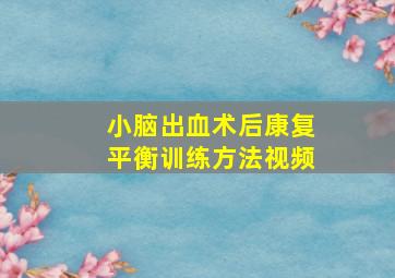 小脑出血术后康复平衡训练方法视频