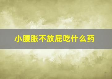 小腹胀不放屁吃什么药