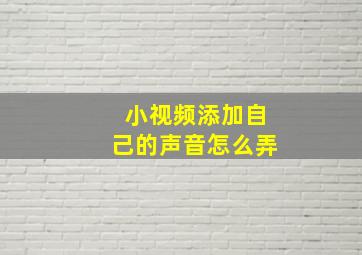 小视频添加自己的声音怎么弄