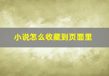 小说怎么收藏到页面里