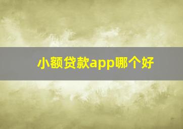 小额贷款app哪个好