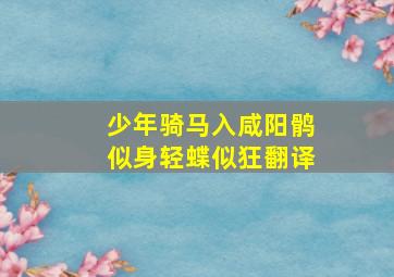 少年骑马入咸阳鹘似身轻蝶似狂翻译