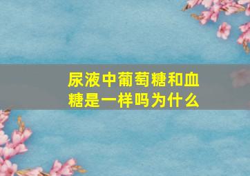 尿液中葡萄糖和血糖是一样吗为什么