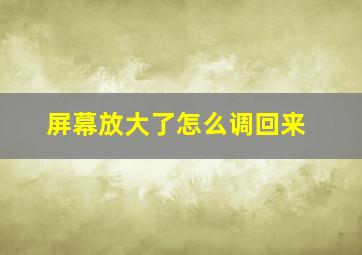 屏幕放大了怎么调回来