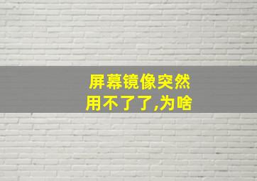 屏幕镜像突然用不了了,为啥