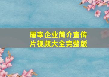 屠宰企业简介宣传片视频大全完整版