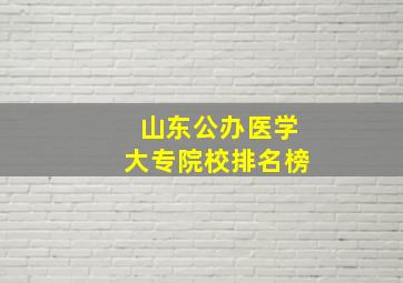 山东公办医学大专院校排名榜