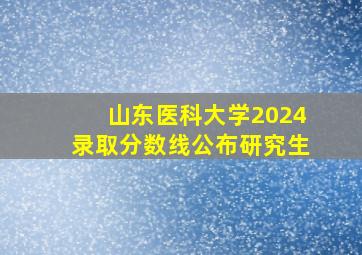 山东医科大学2024录取分数线公布研究生