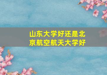 山东大学好还是北京航空航天大学好