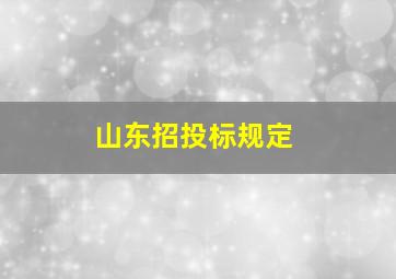 山东招投标规定