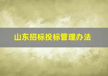 山东招标投标管理办法