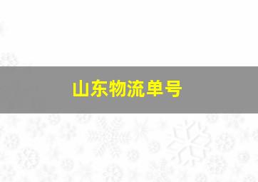 山东物流单号