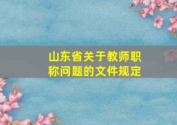 山东省关于教师职称问题的文件规定