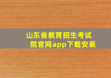 山东省教育招生考试院官网app下载安装