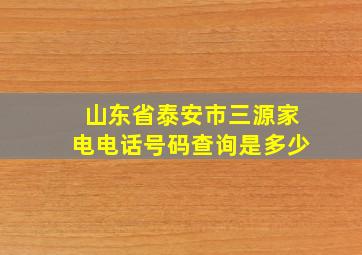 山东省泰安市三源家电电话号码查询是多少